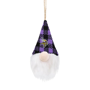Minnesota Vikings NFL Plaid Hat Plush Gnome Ornament