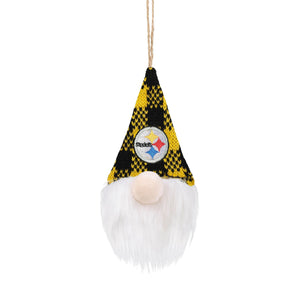Pittsburgh Steelers NFL Plaid Hat Plush Gnome Ornament