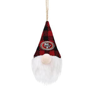 San Francisco 49ers NFL Plaid Hat Plush Gnome Ornament