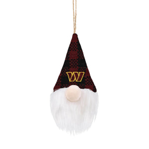 Washington Commanders NFL Plaid Hat Plush Gnome Ornament