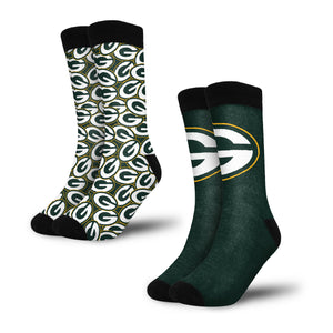 Green Bay Packers NFL Primetime Blast Socks 2 Pack