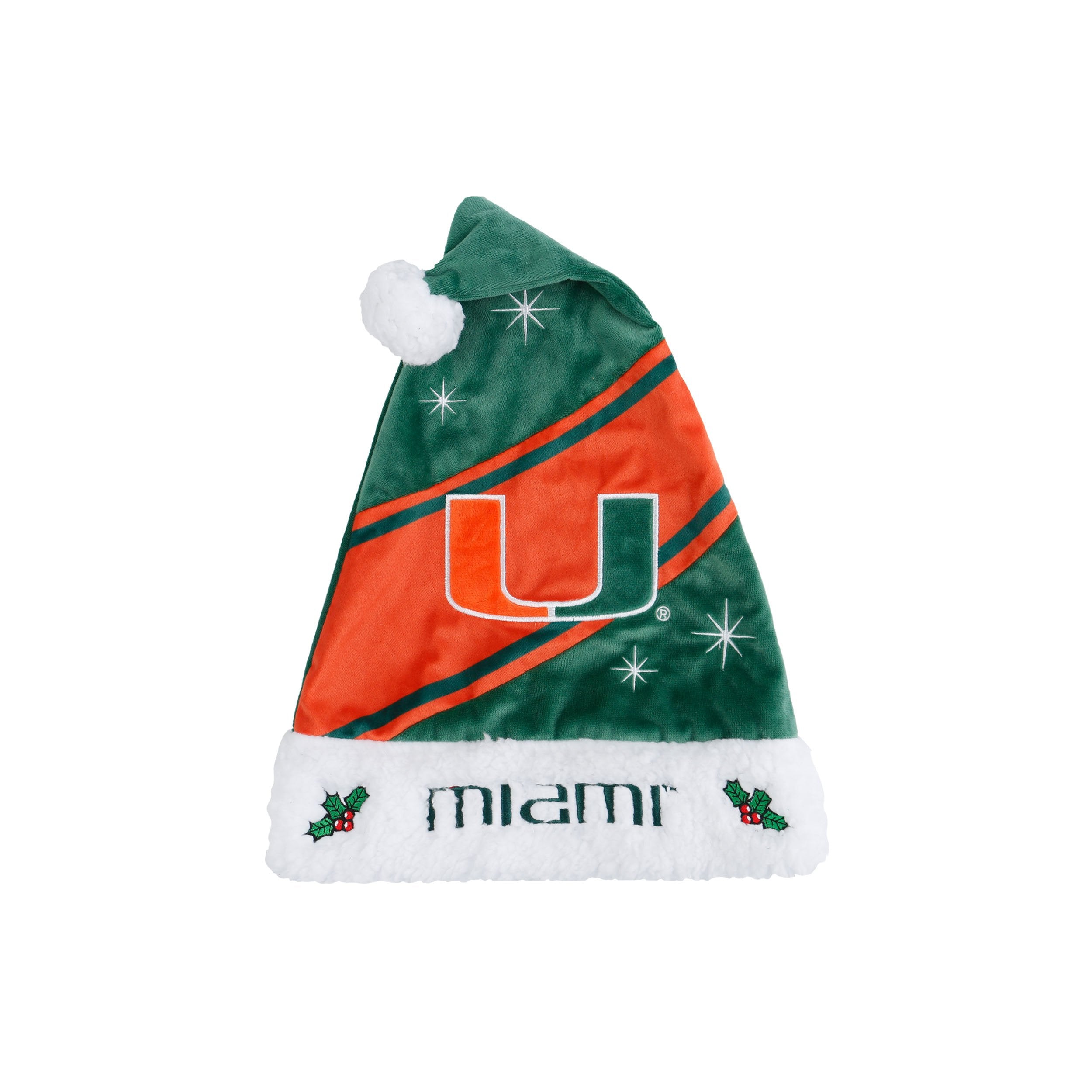 Miami Hurricanes NCAA High End Santa Hat