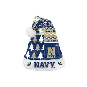 Navy Midshipmen NCAA Busy Block Family Holiday Santa Hat