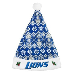 Detroit Lions 2015 NFL Team Logo Holiday Knit Santa Hat