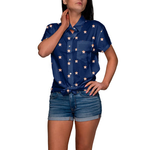 Houston Astros MLB Logo Blast Womens Button Up Shirt