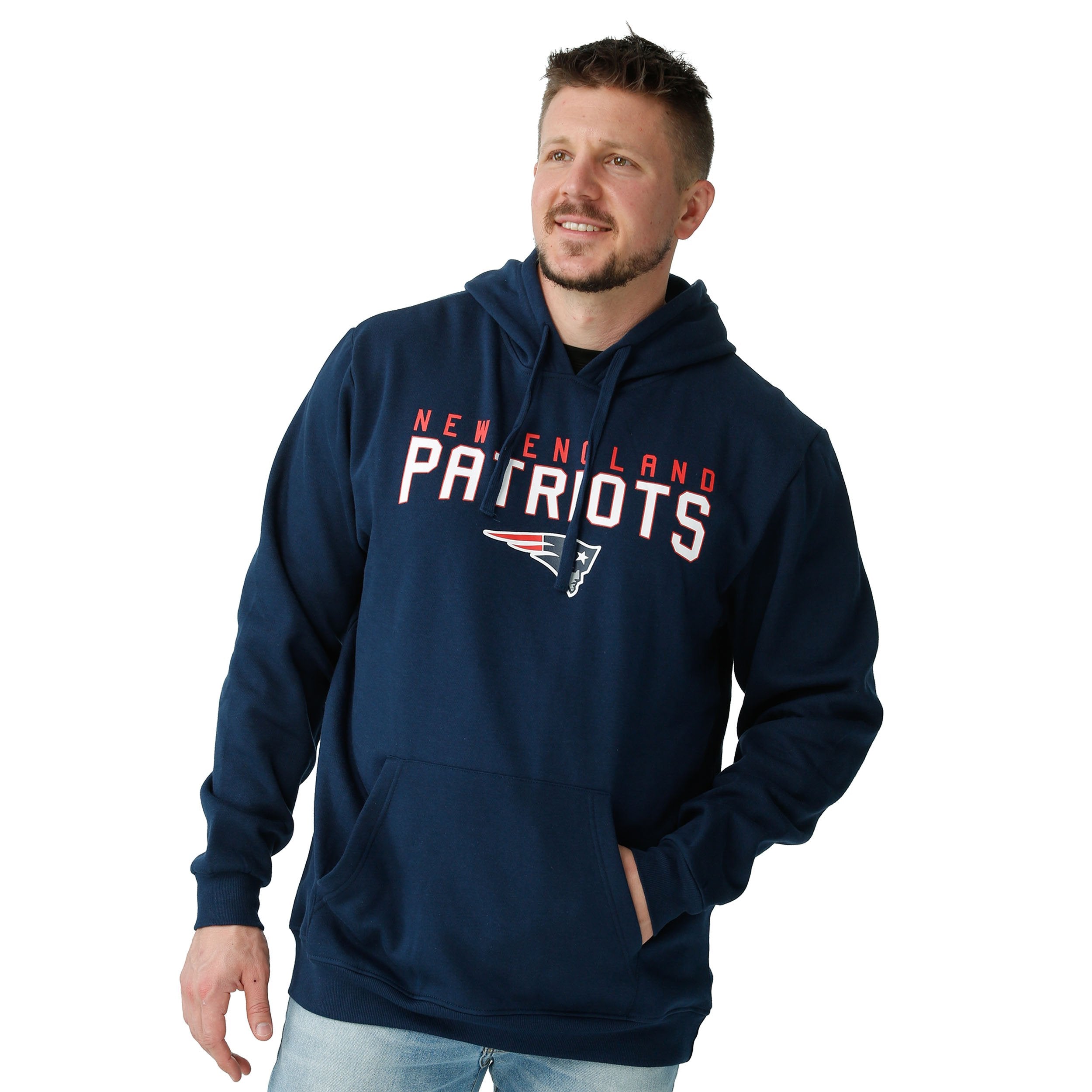 New England Patriots NFL Pullover Cotton Poly Hoodie Navy Men S