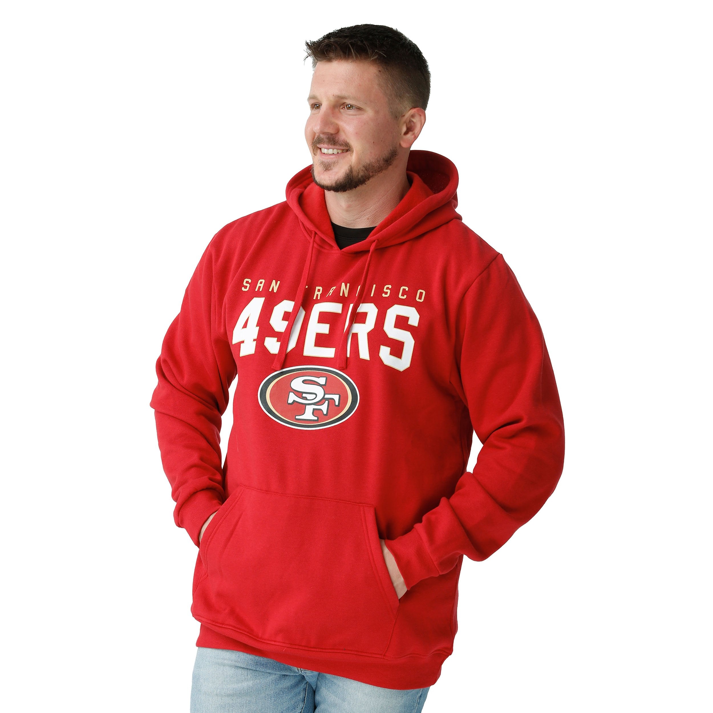 NFL San Francisco 49ers Red Hooded Pullover Sweatshirt Helmet S(8