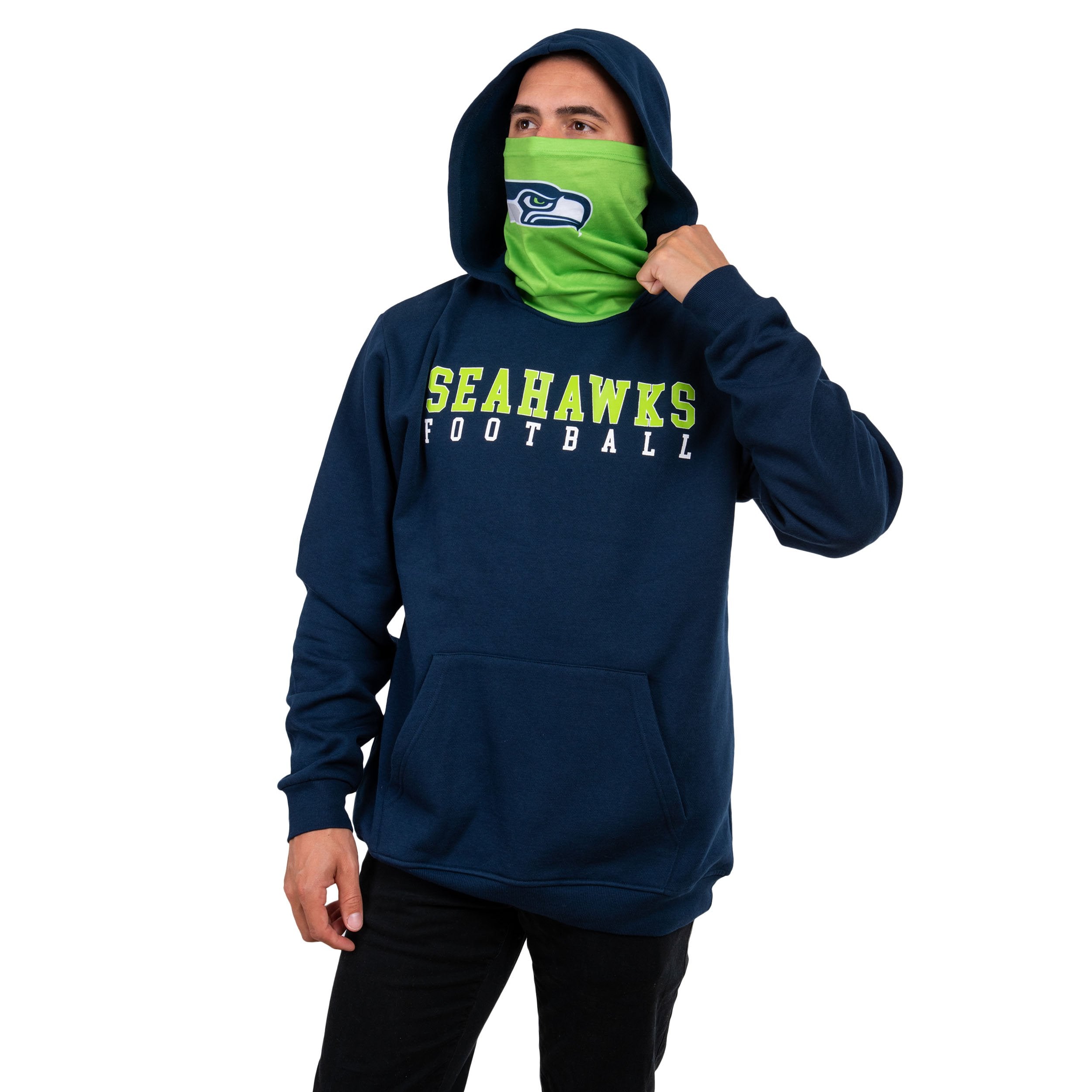Seattle Seahawks NFL Mens Solid Gaiter Hoodie