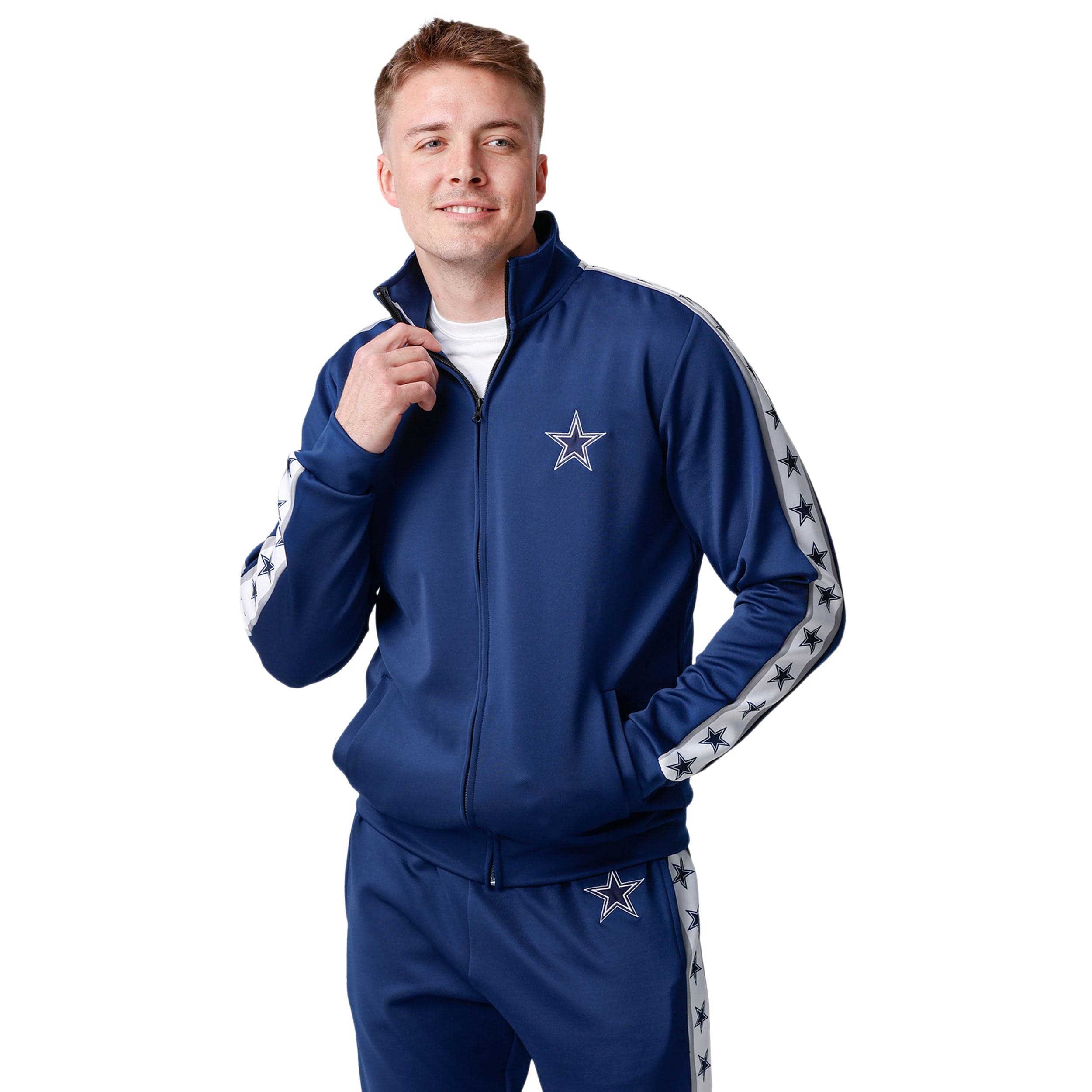 Dallas Cowboys NFL Mens Stripe Logo Track Jacket