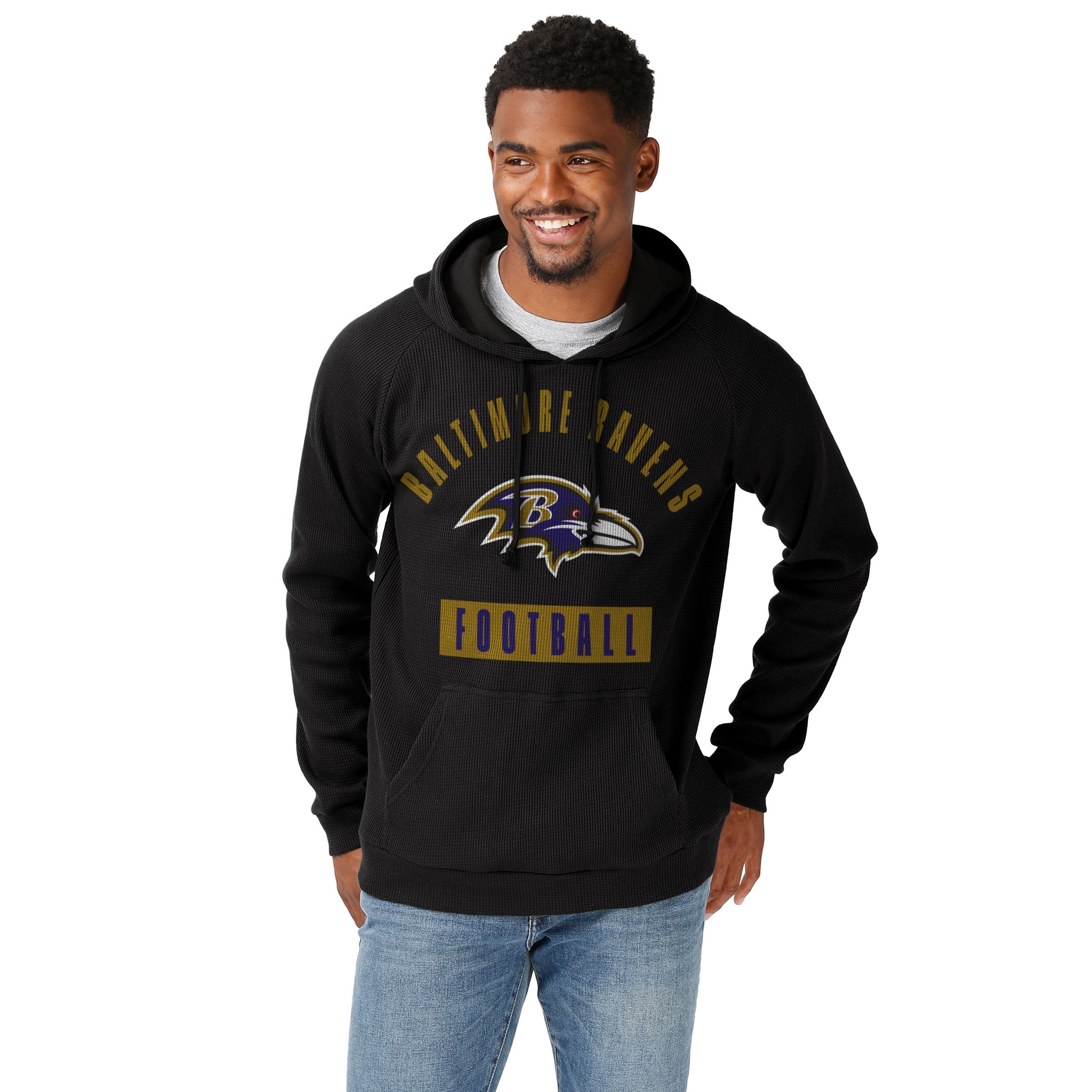 FOCO Baltimore Ravens Team Color Waffle Hoodie, Mens Size: M