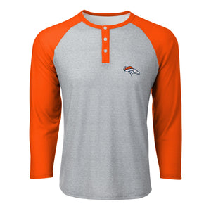 Denver Broncos NFL Mens Team Logo Gray Long Sleeve Henley