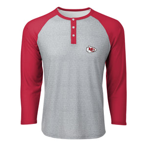 Kansas City Chiefs NFL Mens Team Logo Gray Long Sleeve Henley