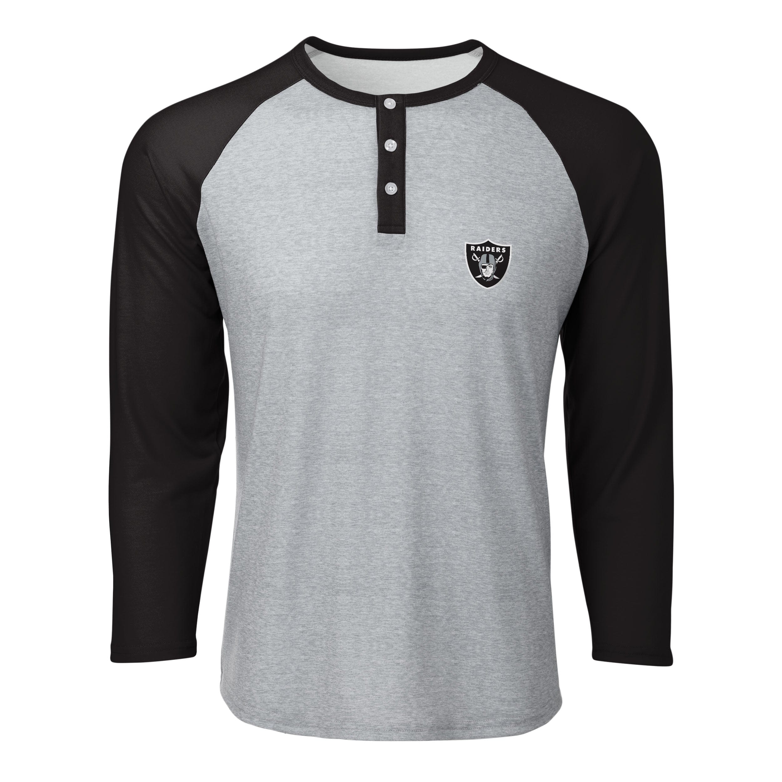 FOCO Las Vegas Raiders NFL Mens Team Stripe Wordmark Long Sleeve Henley