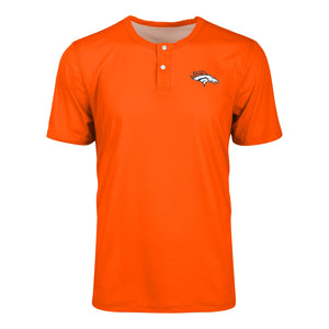 Denver Broncos NFL Mens Solid Team Logo Short Sleeve Henley