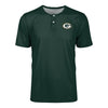 Green Bay Packers NFL Mens Solid Team Logo Short Sleeve Henley