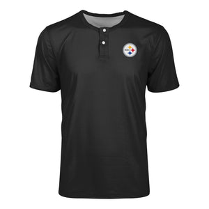 Pittsburgh Steelers NFL Mens Solid Team Logo Short Sleeve Henley