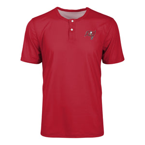 Tampa Bay Buccaneers NFL Mens Solid Team Logo Short Sleeve Henley