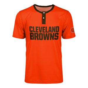 Cleveland Browns NFL Mens Solid Wordmark Short Sleeve Henley
