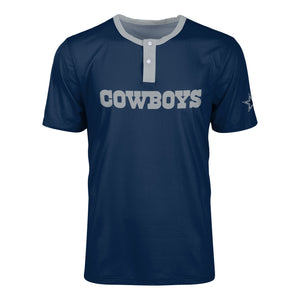 Dallas Cowboys NFL Mens Solid Wordmark Short Sleeve Henley
