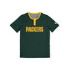 Green Bay Packers NFL Mens Solid Wordmark Short Sleeve Henley