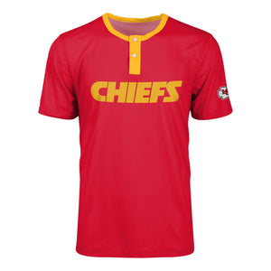 Kansas City Chiefs NFL Mens Solid Wordmark Short Sleeve Henley