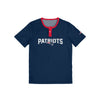 New England Patriots NFL Mens Solid Wordmark Short Sleeve Henley