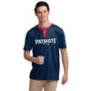 New England Patriots NFL Mens Solid Wordmark Short Sleeve Henley