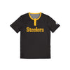 Pittsburgh Steelers NFL Mens Solid Wordmark Short Sleeve Henley