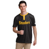 Pittsburgh Steelers NFL Mens Solid Wordmark Short Sleeve Henley