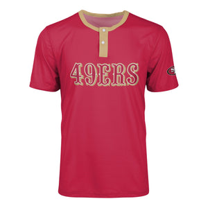 San Francisco 49ers NFL Mens Solid Wordmark Short Sleeve Henley