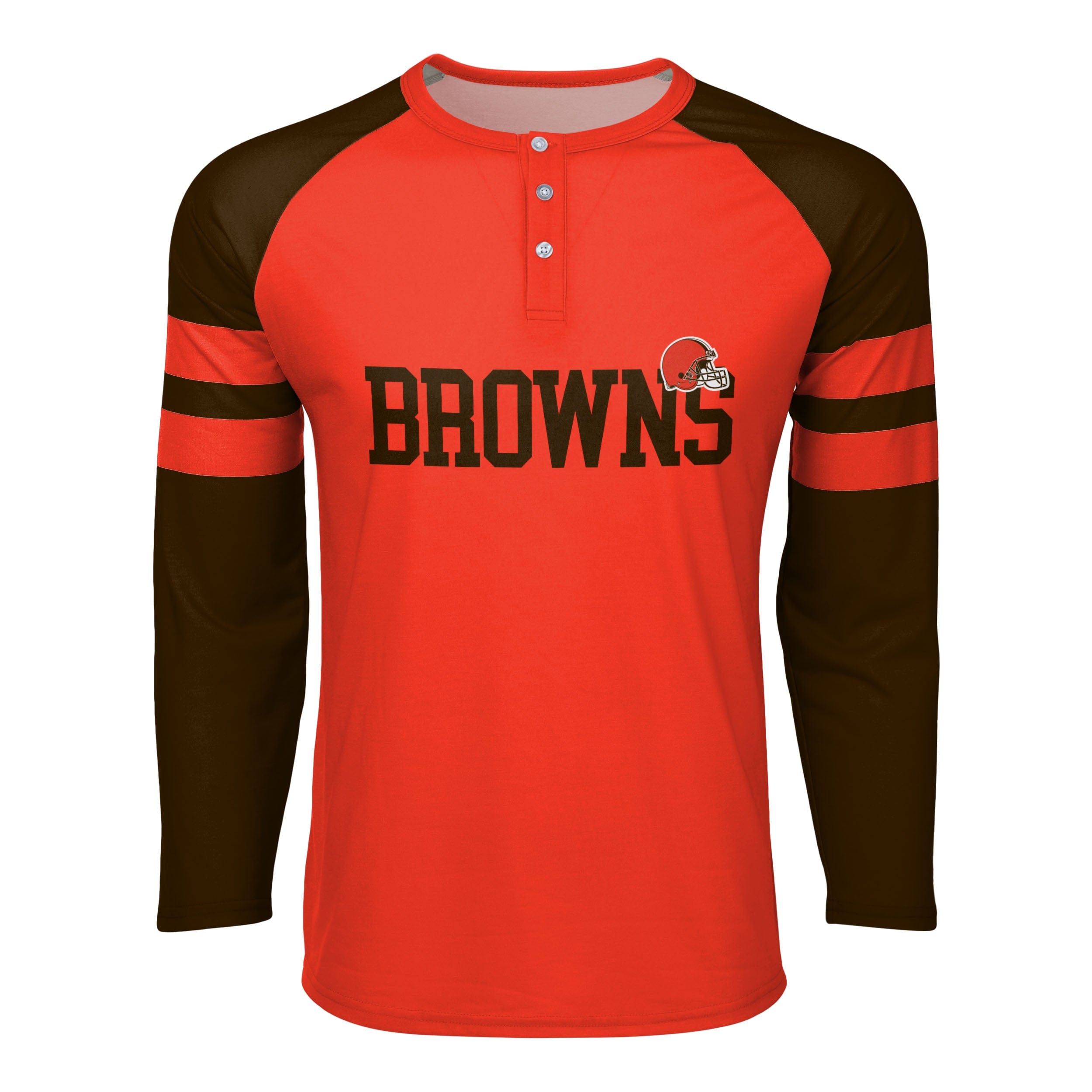 Cleveland Browns Team Stripe Wordmark Long Sleeve Henley