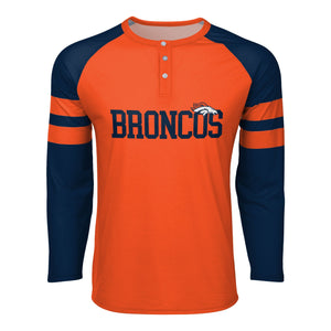 Denver Broncos NFL Mens Team Stripe Wordmark Long Sleeve Henley