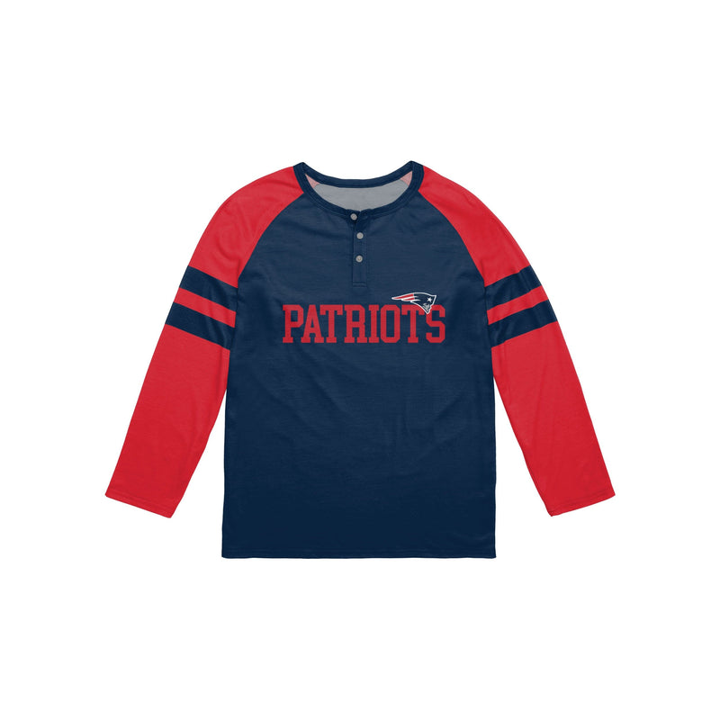 New England Patriots NFL Mens Team Stripe Wordmark Raglan T-Shirt