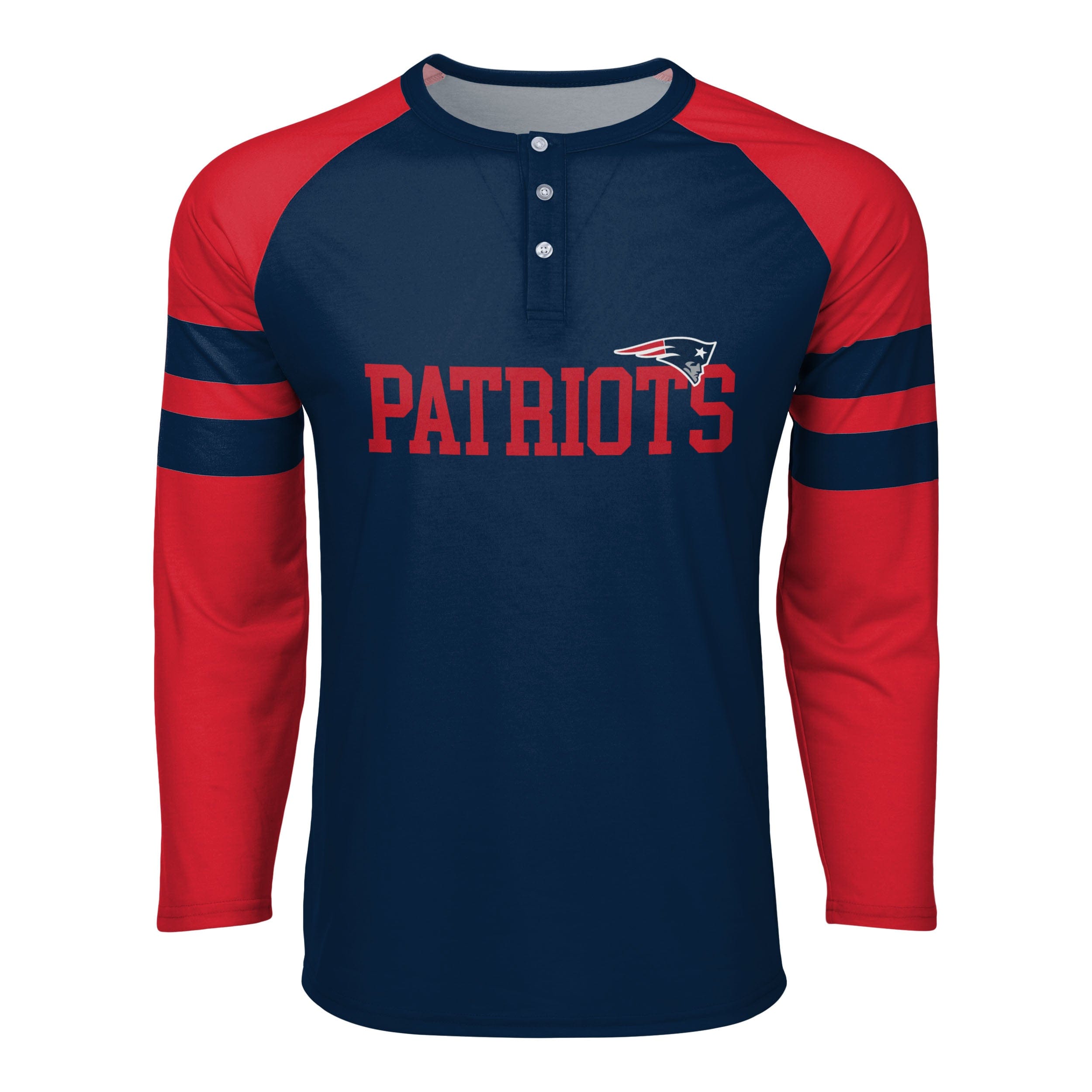 New England Patriots NFL Mens Team Stripe Wordmark Raglan T-Shirt