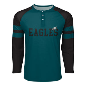 Philadelphia Eagles NFL Mens Team Stripe Wordmark Long Sleeve Henley