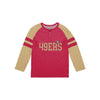 San Francisco 49ers NFL Mens Team Stripe Wordmark Long Sleeve Henley