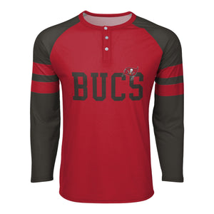 Tampa Bay Buccaneers NFL Mens Team Stripe Wordmark Long Sleeve Henley