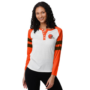 Cleveland Browns NFL Womens Big Logo Long Sleeve Henley