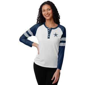 Dallas Cowboys NFL Womens Big Logo Long Sleeve Henley