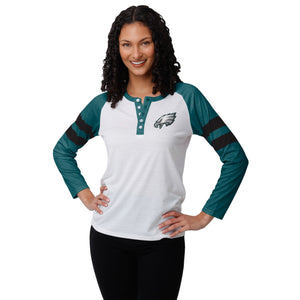 Philadelphia Eagles NFL Womens Big Logo Long Sleeve Henley