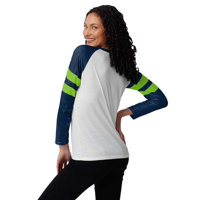 Official Ladies Seattle Seahawks Long Sleeved T-Shirts, Ladies Long Sleeved  Shirts, Seahawks Raglan Shirts, Ladies Henley Long Sleeve Shirts