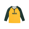 Green Bay Packers NFL Womens Big Wordmark Long Sleeve Henley