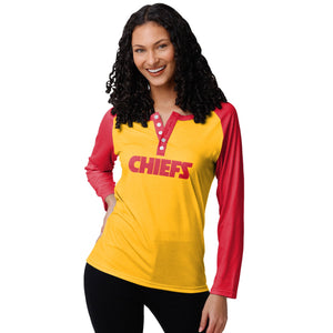 Kansas City Chiefs NFL Womens Big Wordmark Long Sleeve Henley