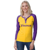 Minnesota Vikings NFL Womens Big Wordmark Long Sleeve Henley