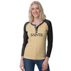 New Orleans Saints NFL Womens Big Wordmark Long Sleeve Henley