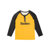 Pittsburgh Steelers NFL Womens Big Wordmark Long Sleeve Henley