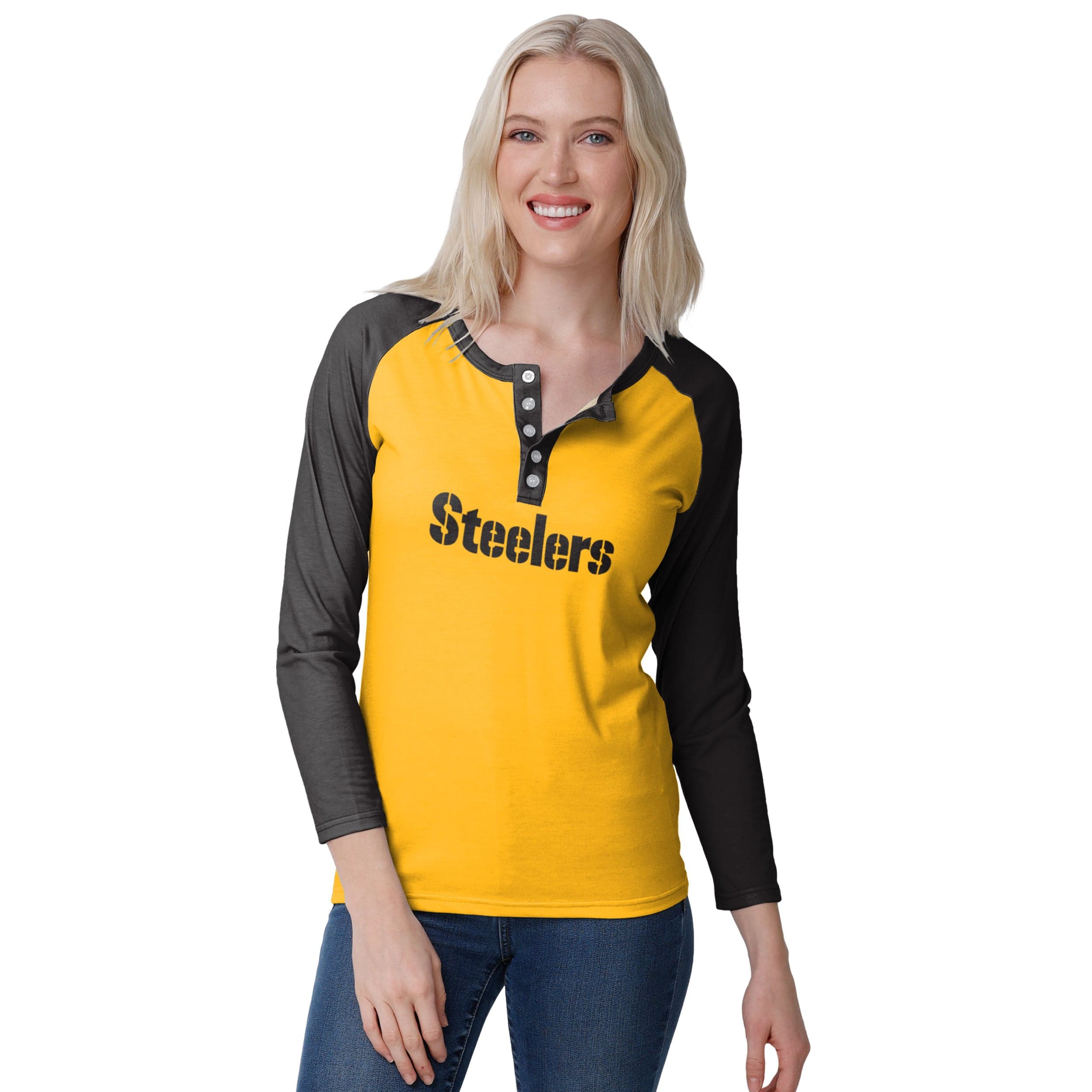 Official Ladies Pittsburgh Steelers Long Sleeved T-Shirts, Ladies Long  Sleeved Shirts, Steelers Raglan Shirts, Ladies Henley Long Sleeve Shirts