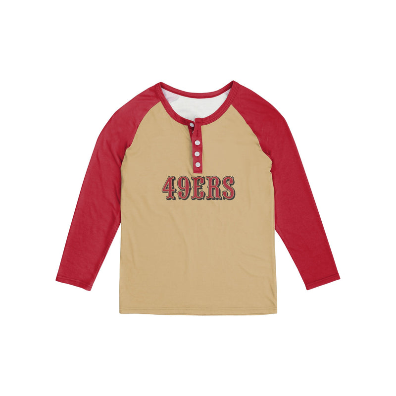 San Francisco 49ers NFL Womens Big Wordmark Long Sleeve Henley