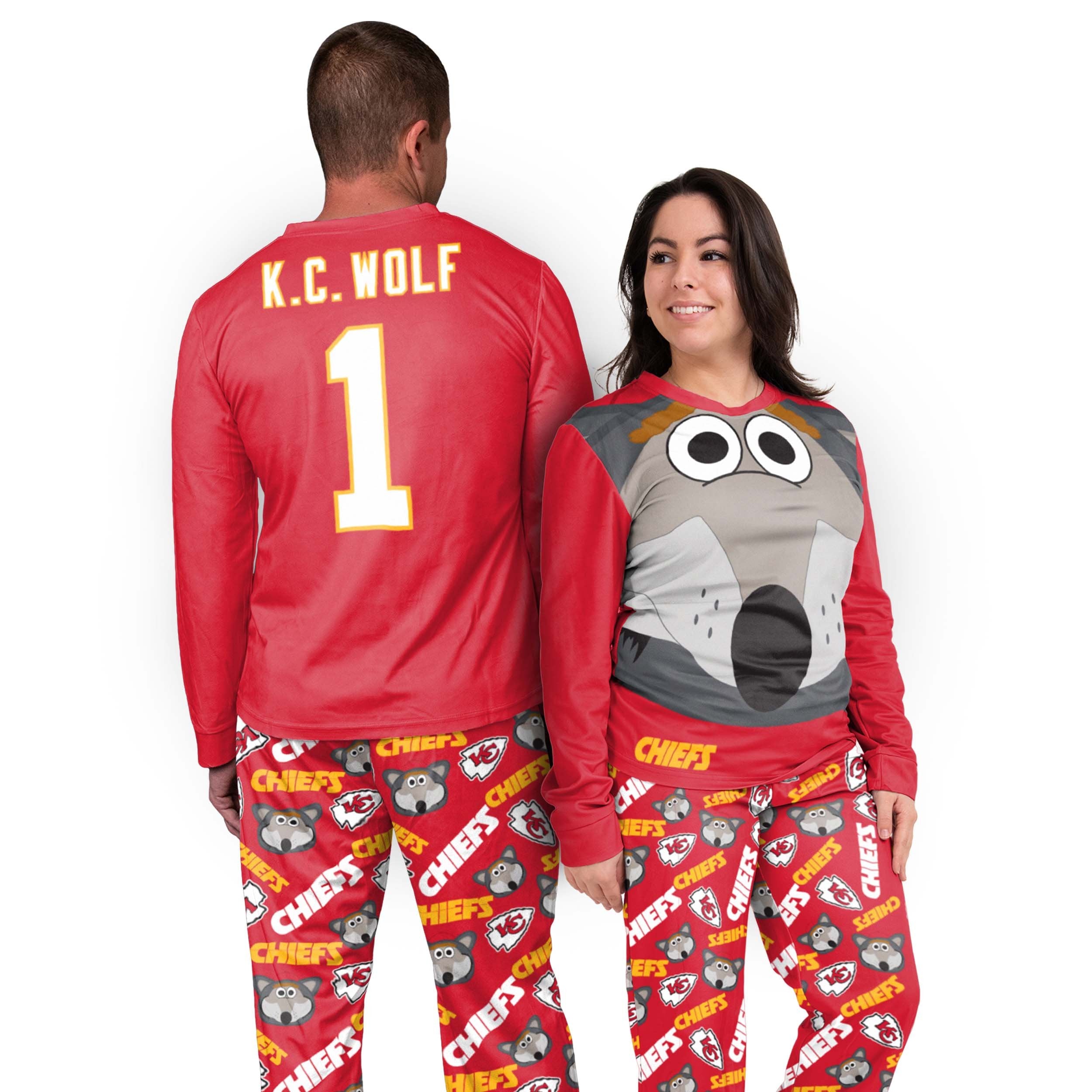 Kansas City Chiefs NFL KC Wolf Mascot Pajamas - Main Image