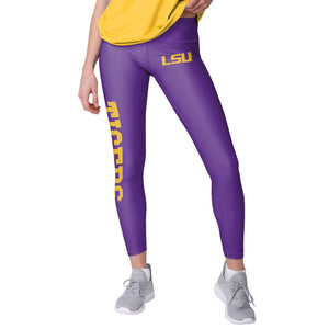 LSU Tigers NCAA Womens Solid Big Wordmark Leggings